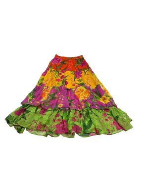 Farm Rio Multicolor Tiered Floral Maxi Dress Size S Colorful Boho Style (F436)